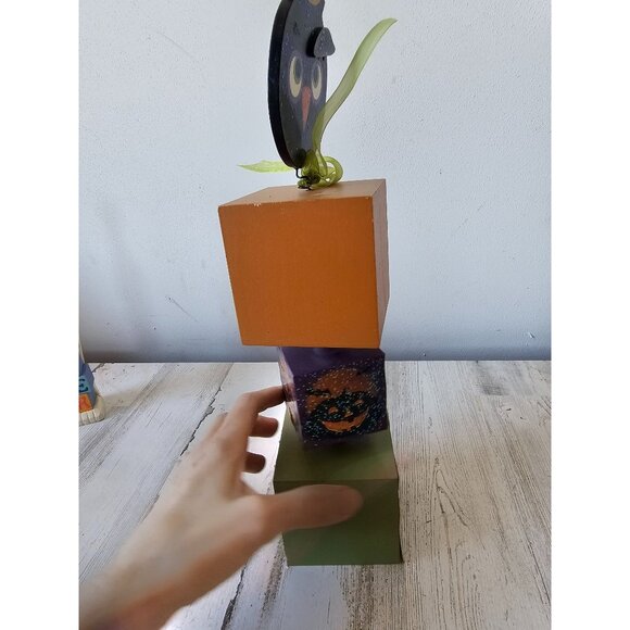 Jo-ann pumpkin block owl Halloween decor large unique shabby chic‎ - Picture 4 of 7